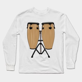 Bongo drum cartoon illustration Long Sleeve T-Shirt